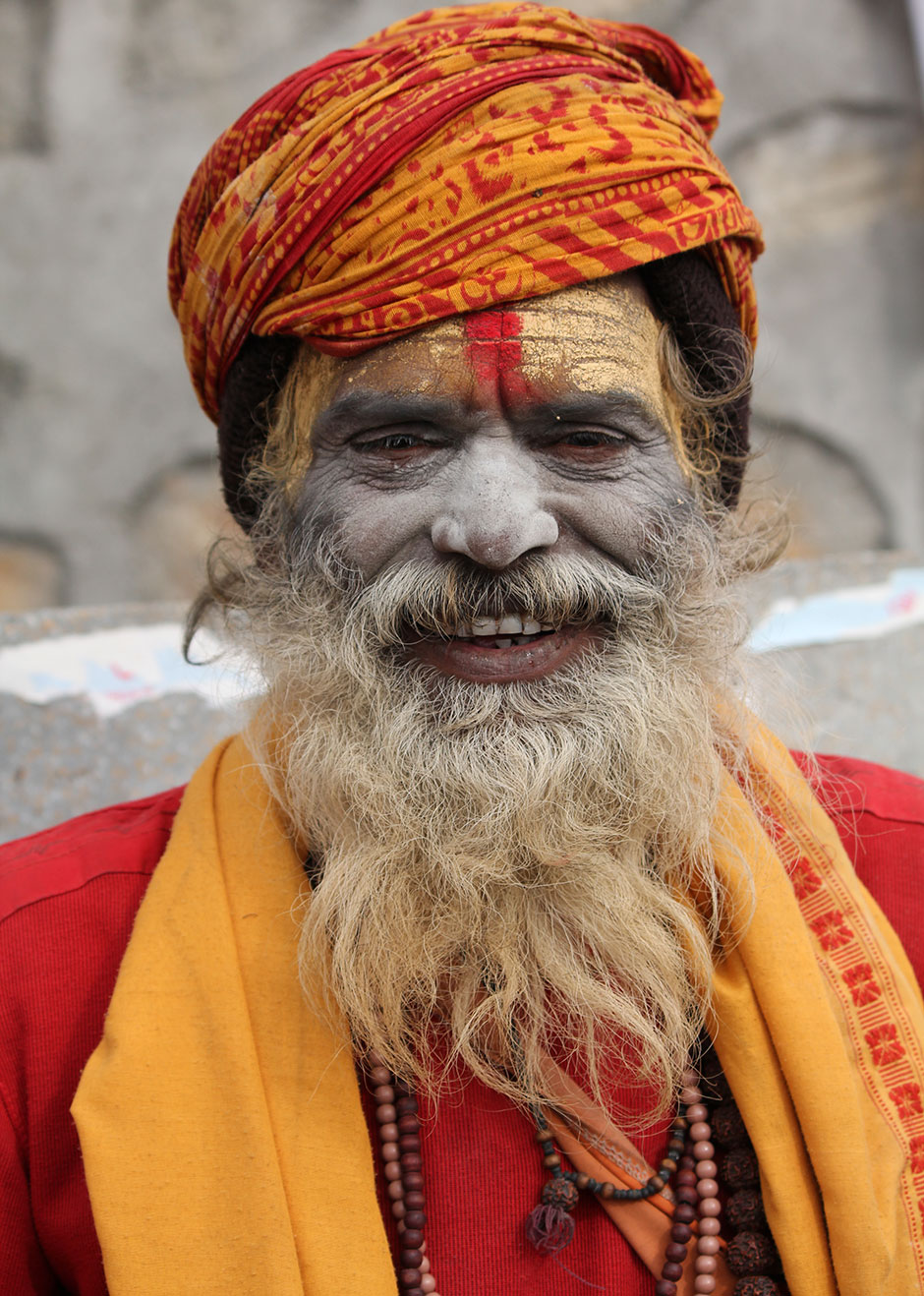 a hindu hermit sharing smile 