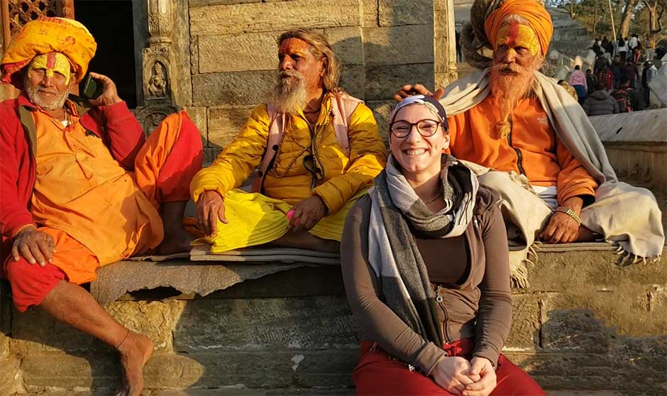 a traveler in her spiritual tour in nepal 