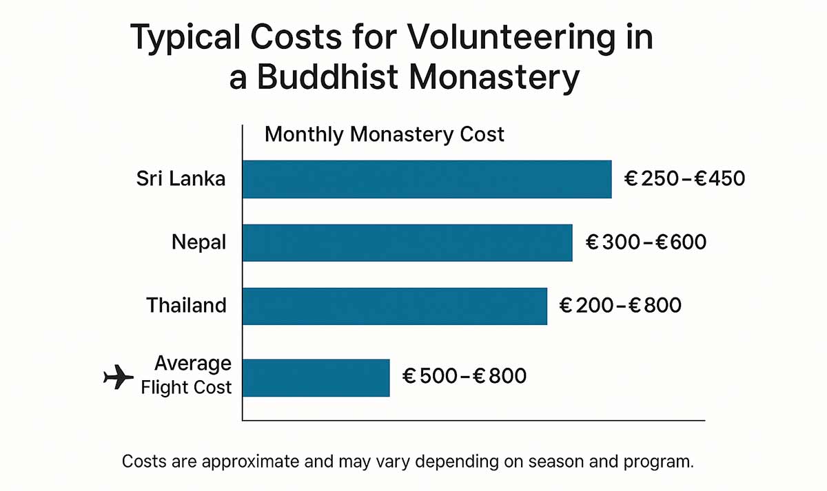 cost for volunteering in buddhist monastery
