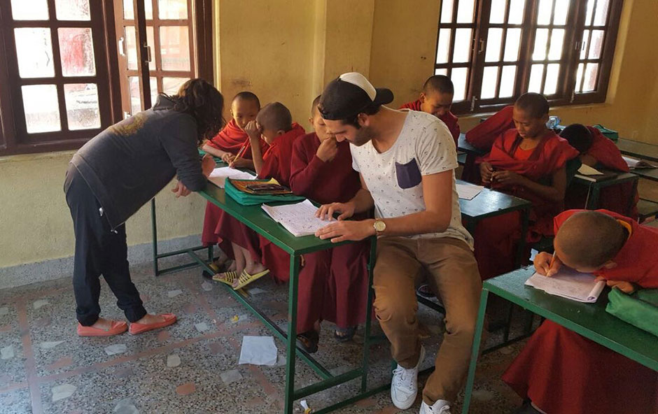 lammert teaching the kids in monastery