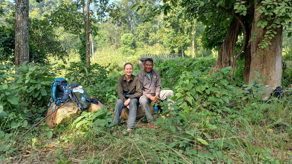 Marie Nikas photographing wildlife in Nepal