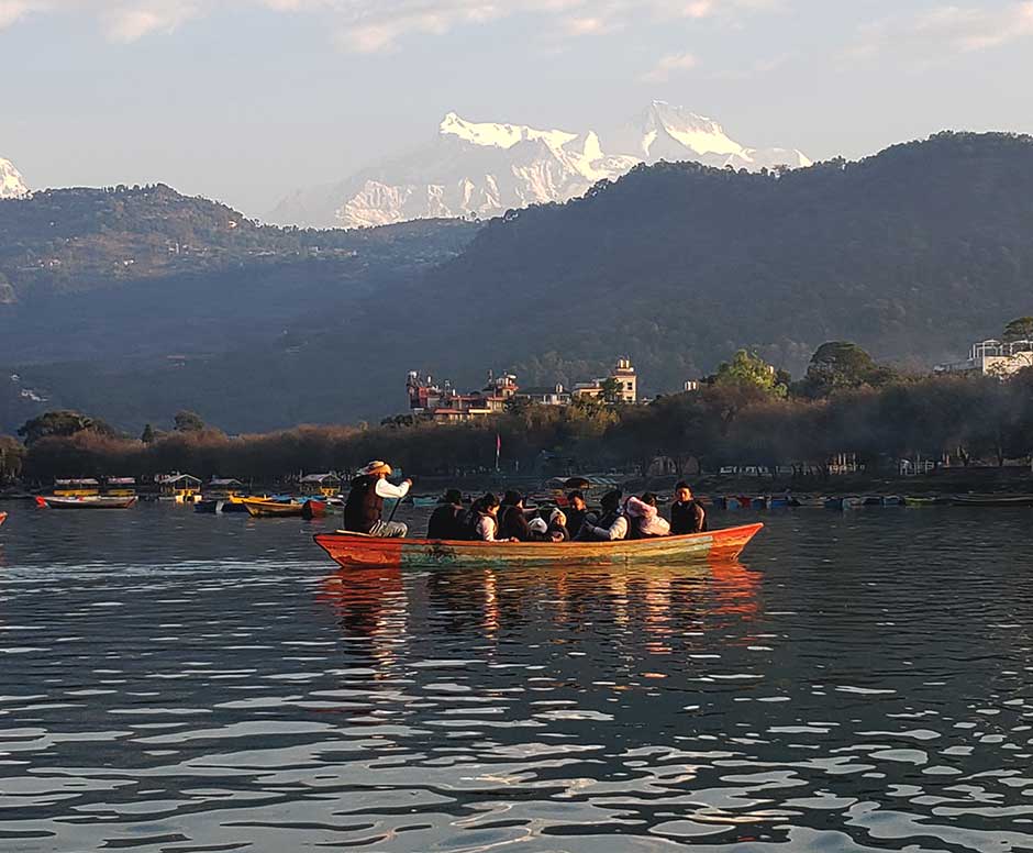mountain few and lake in pokhara nepal  