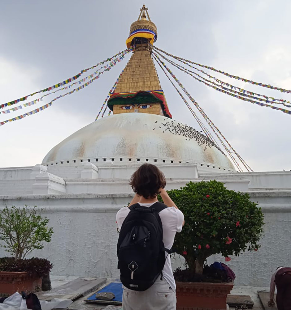paul enjoying spiritual tour in Bouddha kathmandu 