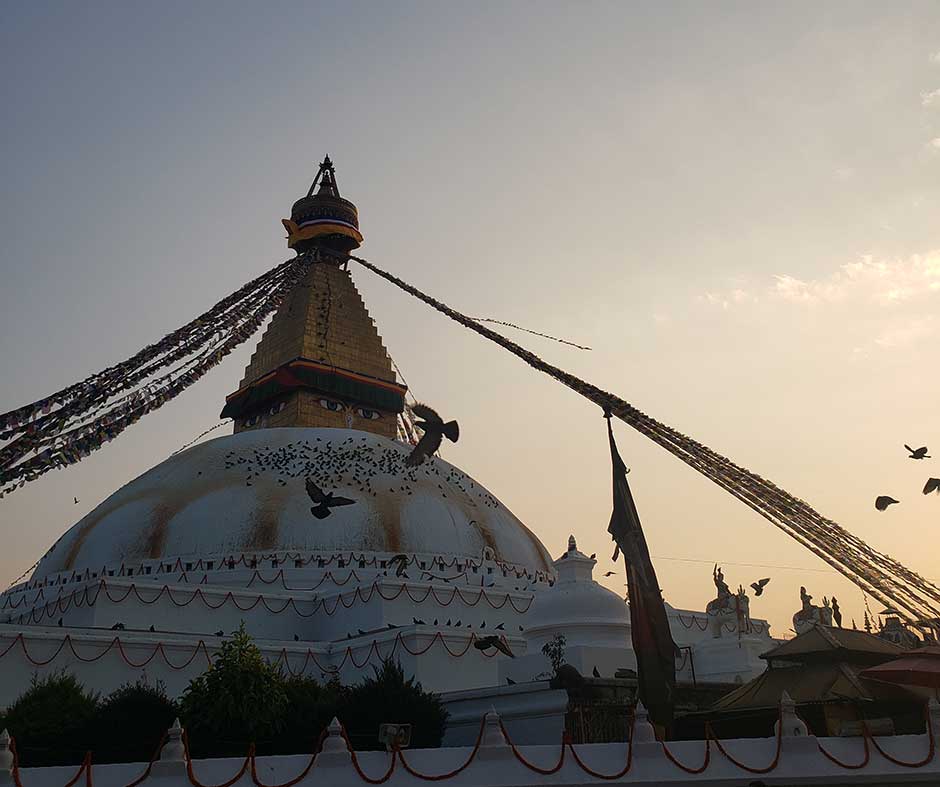 peaceful evening at buddhist temple