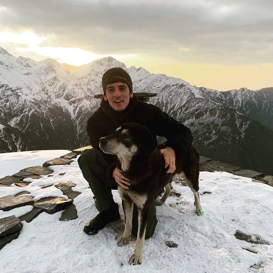 stephen with the dog in trek trail 