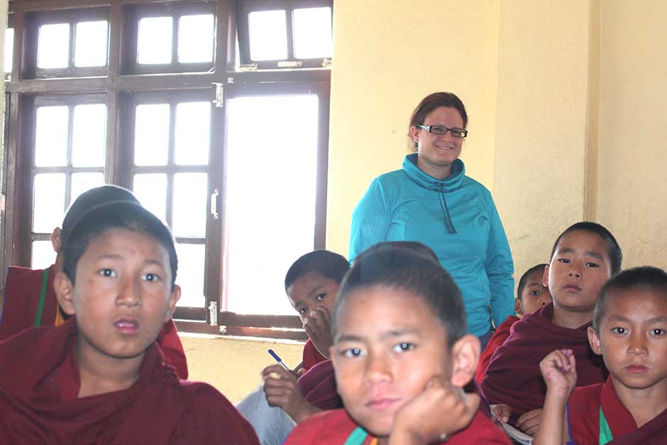 zita smiling with kids in monastery 