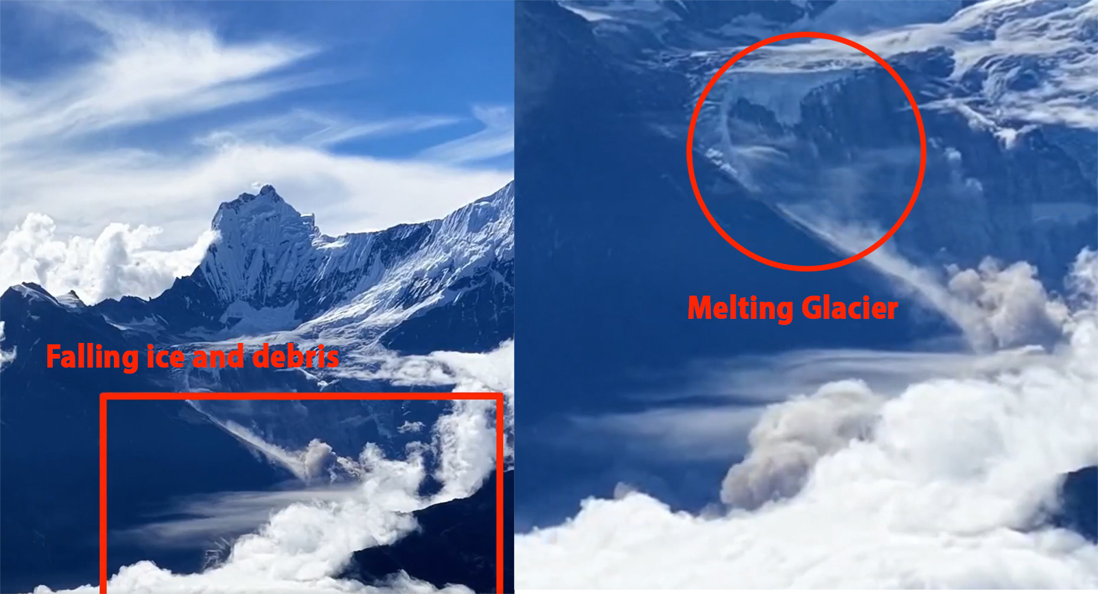what cause nepal tibet flood melting glacier