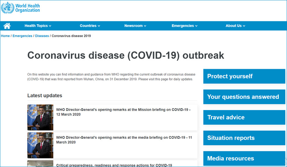WHO : Coronavirus disease (COVID-19) outbreak