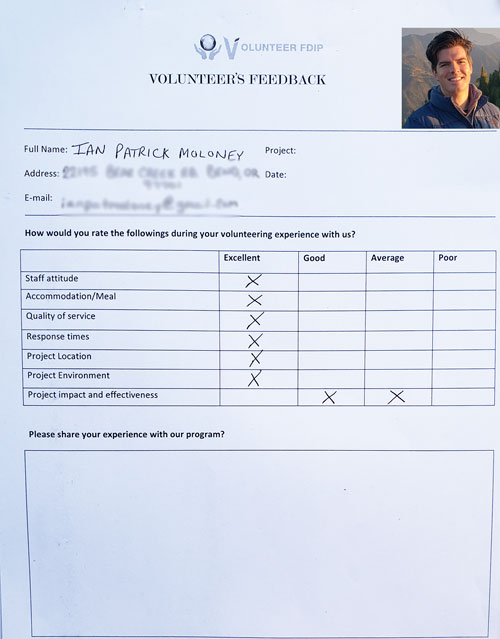 Volunteer FDIP’s reviews and ratings from our traveler Patrick from USA 