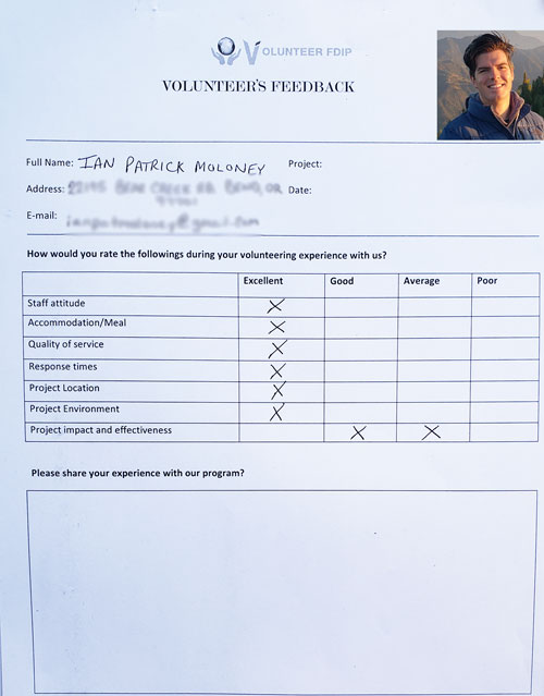 Volunteer FDIP’s reviews and ratings from our traveler Patrick from USA